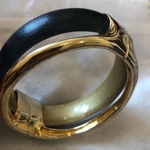 Alexis Bittar Gold & Black Lucite Cuff
